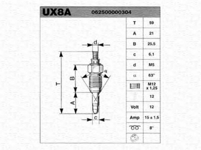 MAGNETI MARELLI 062500000304 -  Свеча накаливания